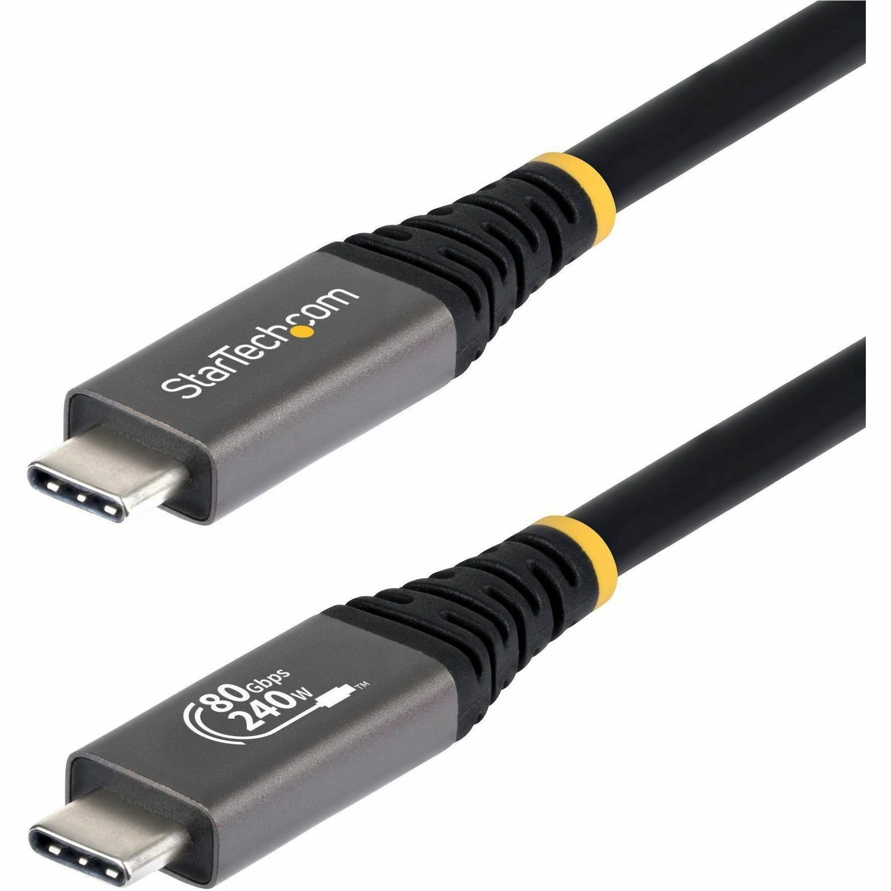 StarTech.com 1.5m (5ft) USB4 Cable, 80Gbps, USB-IF Certified USB-C Cable, 240W, 8K 120Hz/4K 240Hz DP2.1, Thunderbolt 4 Compatible, Black