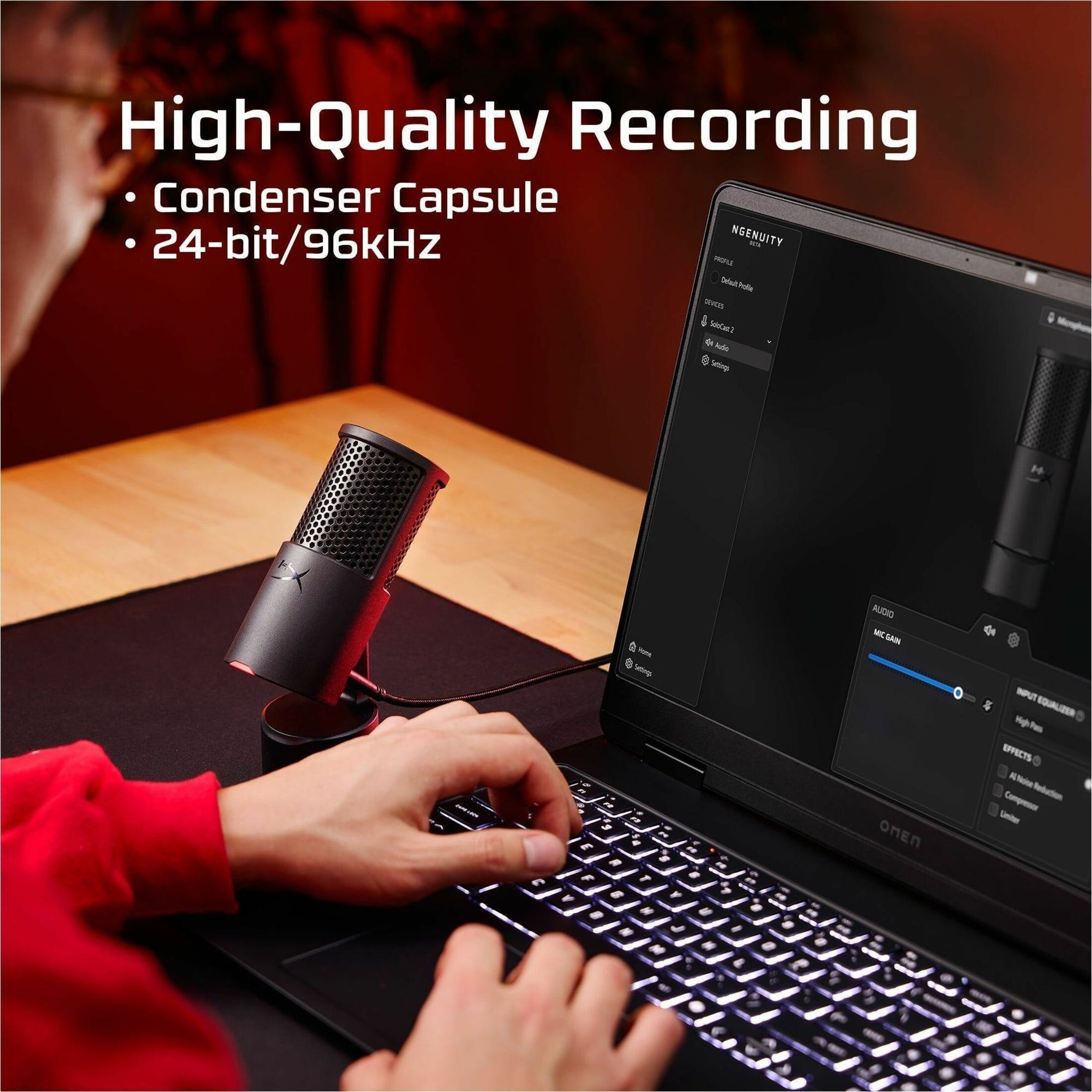 HyperX SoloCast 2 Wired Condenser Microphone for Gaming, Voice, Recording - Black - Alternate view 15