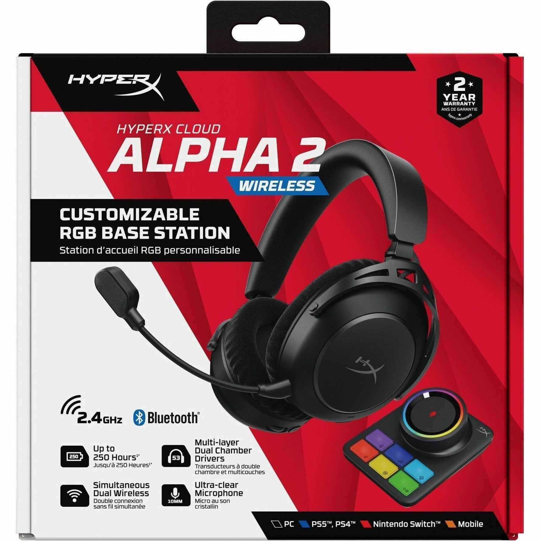 HyperX Cloud Alpha 2 Wired/Wireless Over-the-head, Over-the-ear, On-ear Stereo Gaming Headset - Black - Alternate view 20