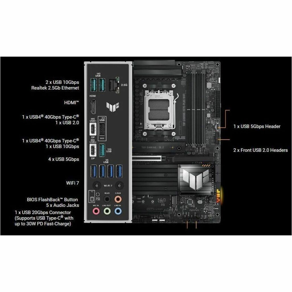 TUF X870E-PLUS WIFI7 Gaming Desktop Motherboard - AMD X870E Chipset - Socket AM5 - ATX - Alternate view 11