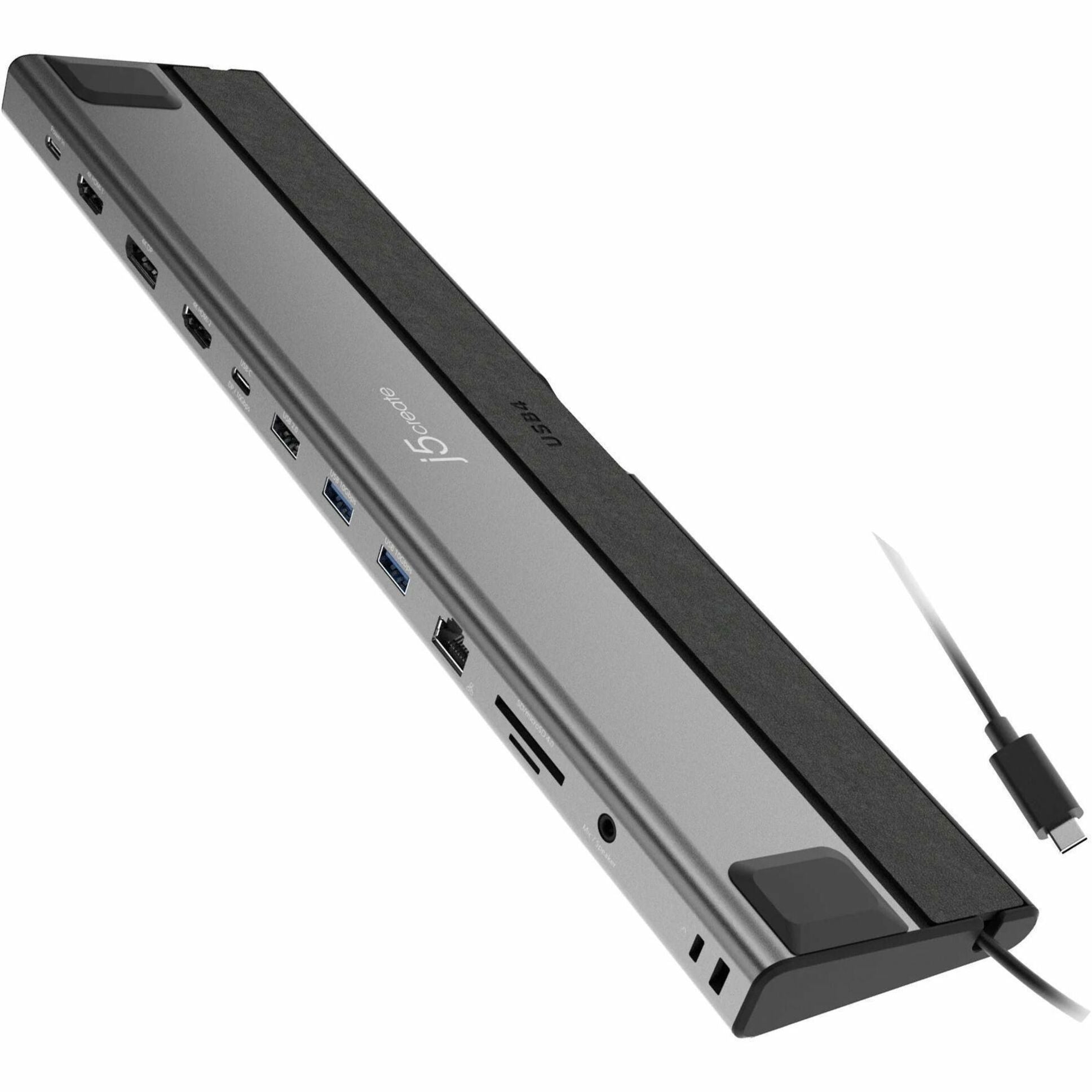 j5create JCD554 12 Port(s) USB4 Docking Station for MacBook - Charging Capability - Memory Card Reader - SD - Space Gray