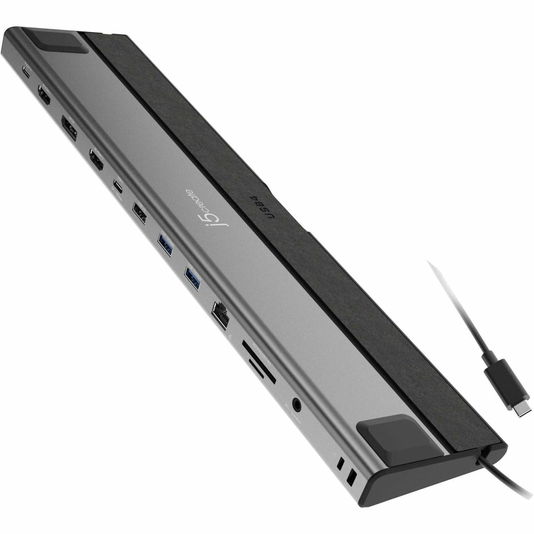 j5create JCD554 12 Port(s) USB4 Docking Station for MacBook - Charging Capability - Memory Card Reader - SD - Space Gray