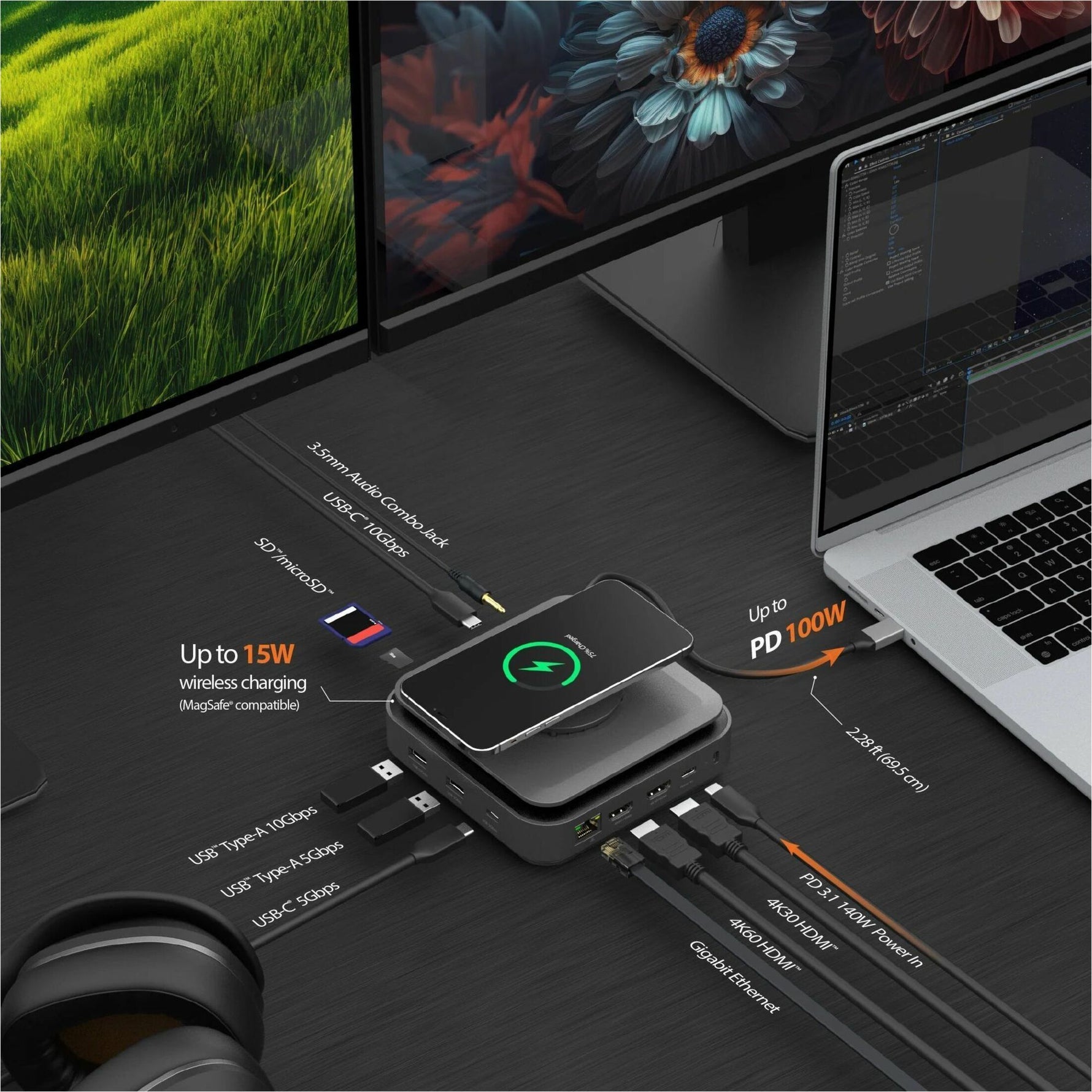 j5create JCD3199 USB Type C Docking Station for TV - Charging Capability - Memory Card Reader - SD - Space Gray - Alternate view 15