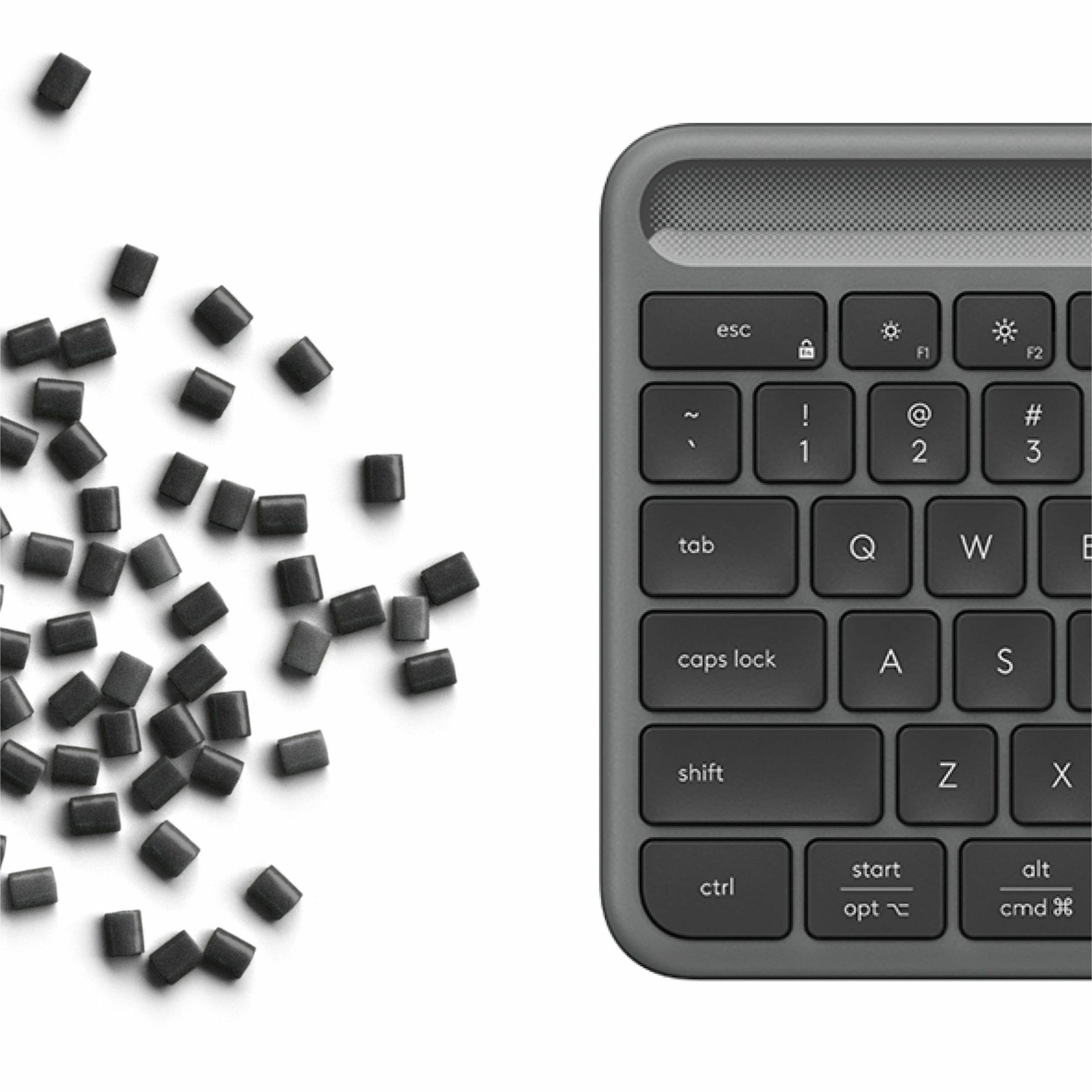Logitech Signature Slim Solar+ K980 Keyboard - Full-size - Wireless Connectivity - USB Type A, USB Type C Interface - English (US) - QWERTY Layout - Graphite - Alternate view 6
