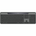 Logitech Signature Slim Solar+ K980 Keyboard - Full-size - Wireless Connectivity - USB Type A, USB Type C Interface - English (US) - QWERTY Layout - Graphite - Top view