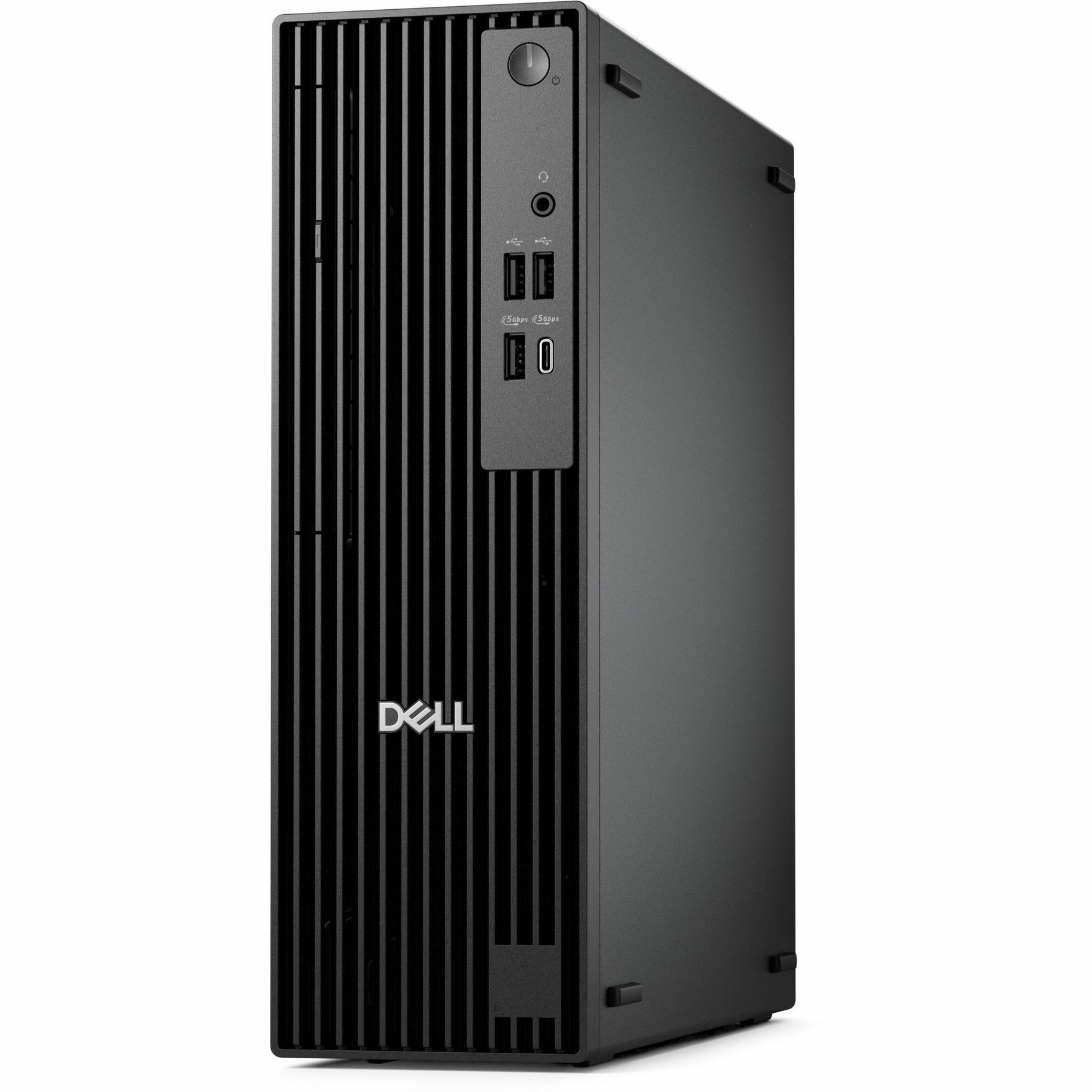 Dell Pro Slim QCS1255 Desktop Computer - AMD Ryzen 7 8700G - 16 GB - 512 GB PCI Express NVMe 4.0 SSD - Slim PC - Standard Black - Left view