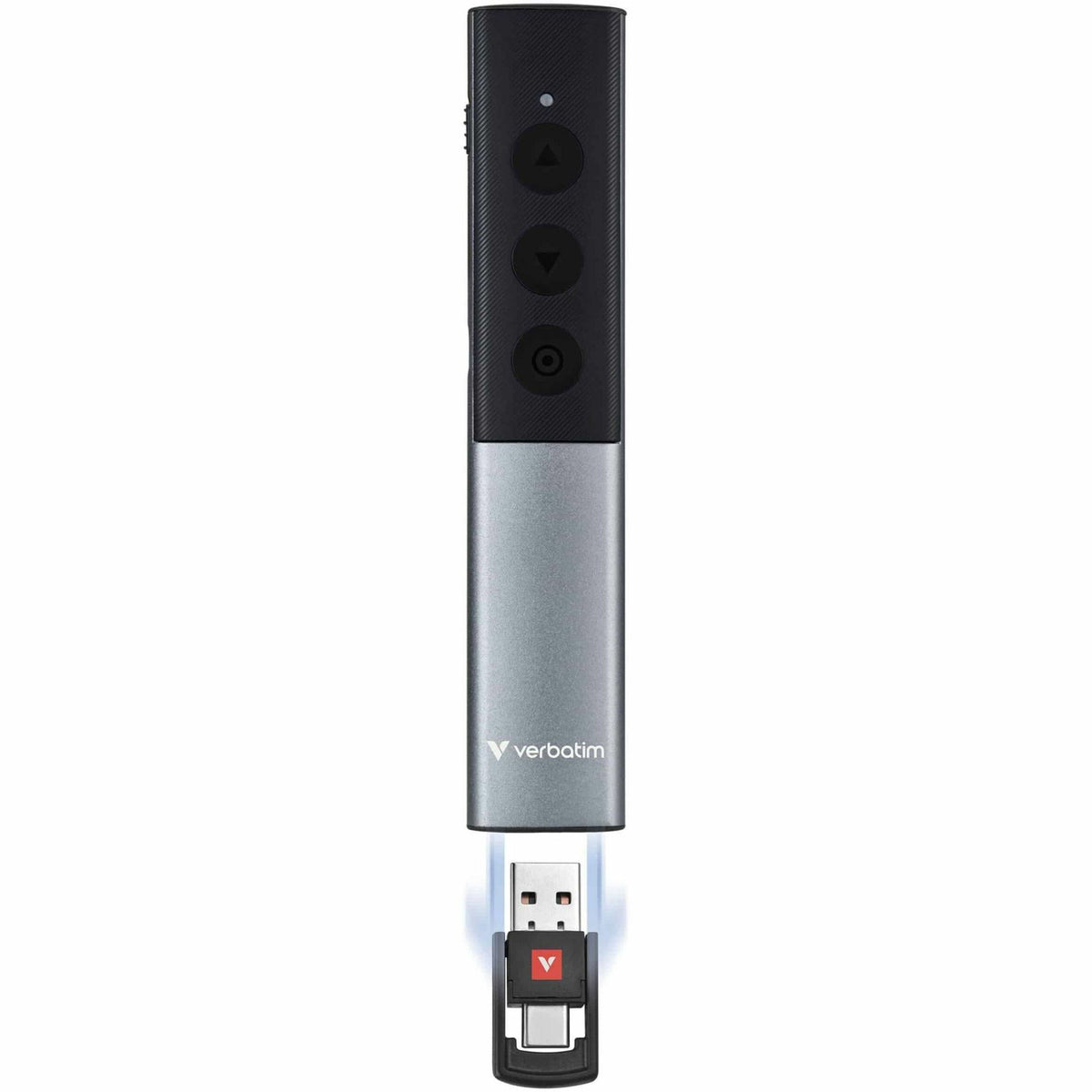 Verbatim Presentation Pointer - Radio Frequency - USB Type C, USB Type A - Laser - Grey