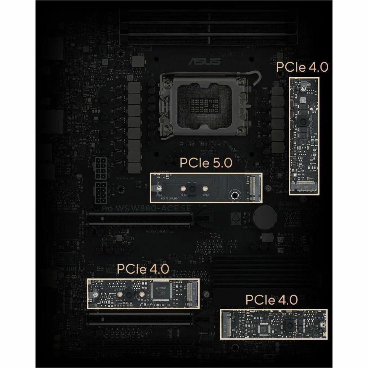 Asus Pro Pro WS W880-ACE SE Gaming Desktop Motherboard - Intel W880 Chipset - Socket LGA-1851 - ATX - Alternate view 9