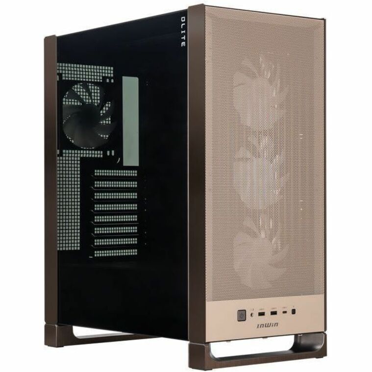 In Win DLITE IW-CS-DLITEBRO-4XM120 Computer Case - ATX Motherboard Supported - Mid-tower - Mesh, SPCC, Tempered Glass, Aluminium, Acrylonitrile Butadiene Styrene (ABS) - Mocha Bronze - Right view