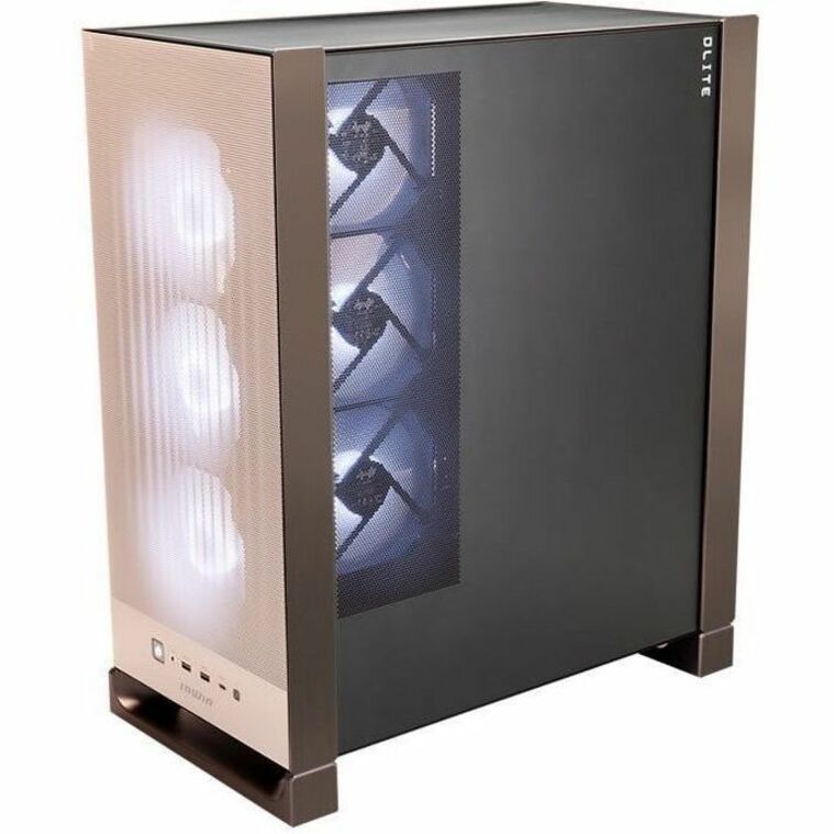 In Win DLITE IW-CS-DLITEBRO-4XM120 Computer Case - ATX Motherboard Supported - Mid-tower - Mesh, SPCC, Tempered Glass, Aluminium, Acrylonitrile Butadiene Styrene (ABS) - Mocha Bronze - Left view