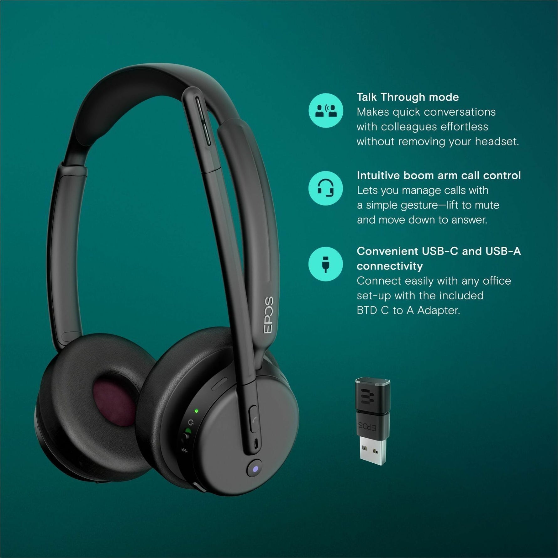 EPOS IMPACT Wireless Over-the-head, On-ear Stereo Headset - Black - Alternate view 17