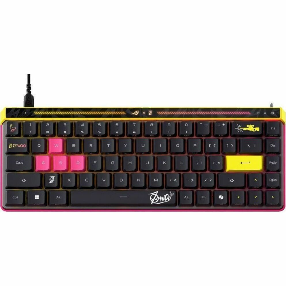 Asus ROG Falchion Ace HFX ZywOo Edition Gaming Keyboard - Cable Connectivity - USB 2.0 Type A Interface - RGB LED - Black - Top view