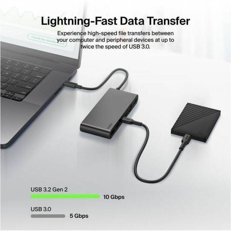 Belkin Connect USB Type C Docking Station for Workstation - Charging Capability - Memory Card Reader - microSD, SD - Space Gray - Portable