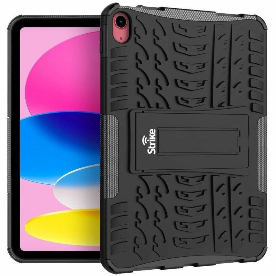 Strike Rugged Case for Apple iPad (10th Generation), iPad (11th Generation), iPad (2022) Tablet - Textured - Black