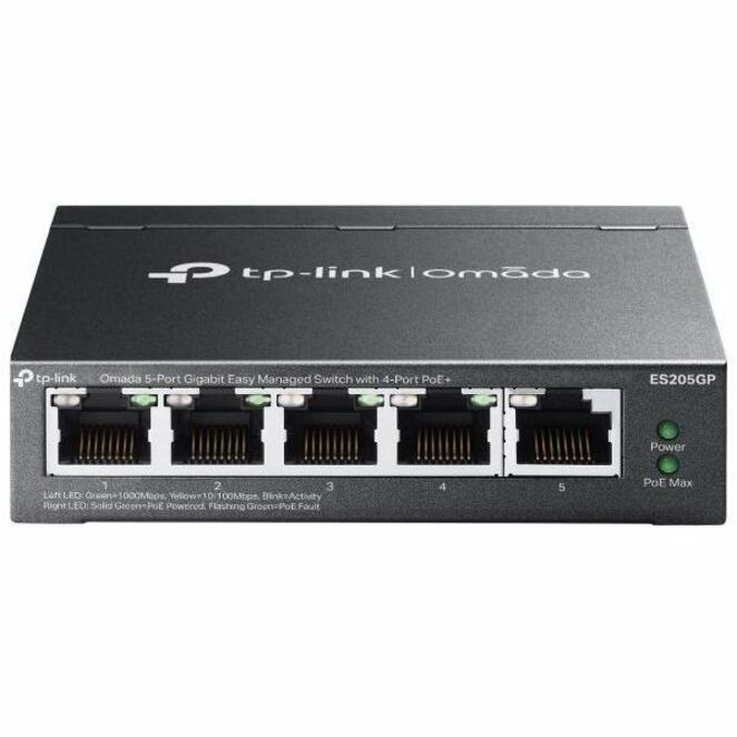 Omada ES205GP 5 Ports Manageable Ethernet Switch - Gigabit Ethernet - 10/100/1000Base-T