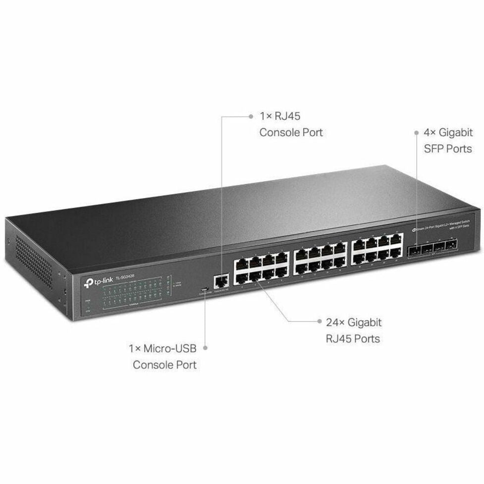 Omada SG3428 24 Ports Manageable Ethernet Switch - Gigabit Ethernet - 10/100/1000Base-T, 1000Base-X