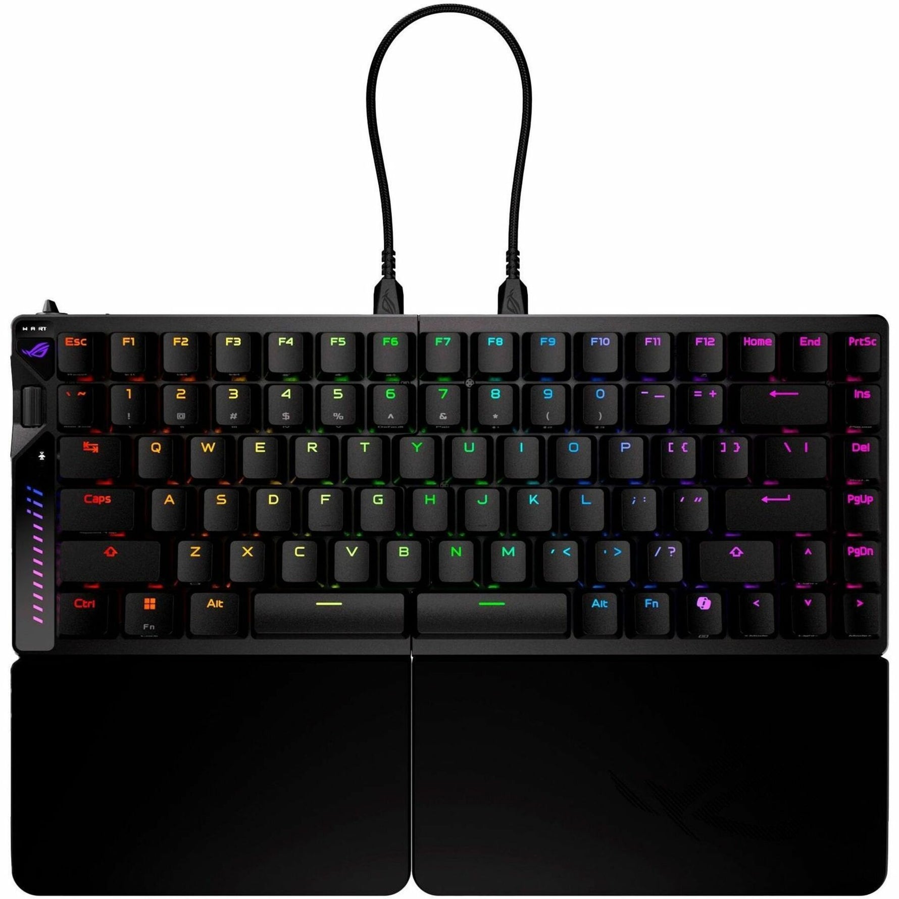 Asus ROG Falcata Gaming Keyboard - Compact - Wired/Wireless Connectivity - USB 2.0 Type A Interface - RGB LED - Black - Top view