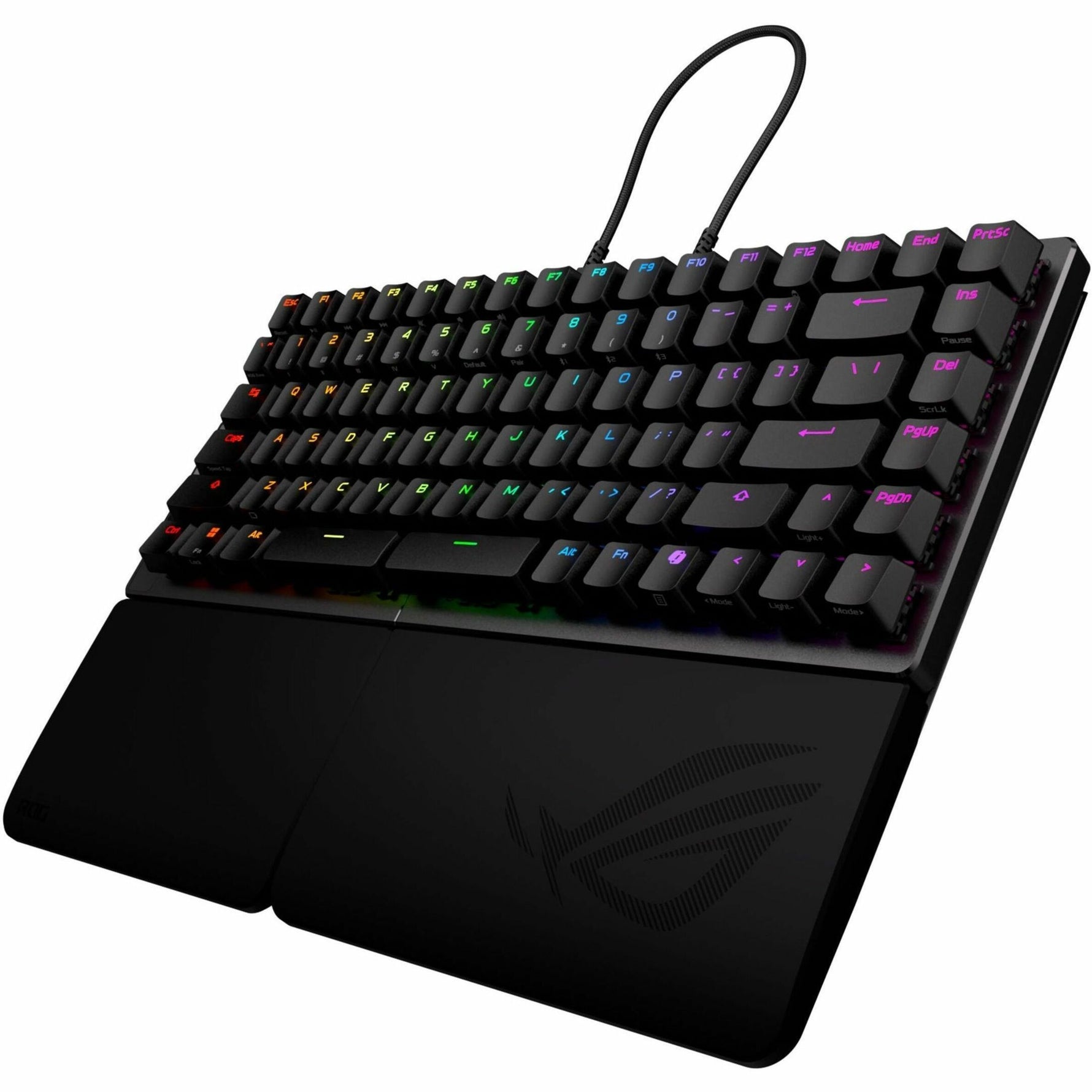 Asus ROG Falcata Gaming Keyboard - Compact - Wired/Wireless Connectivity - USB 2.0 Type A Interface - RGB LED - Black - Left view