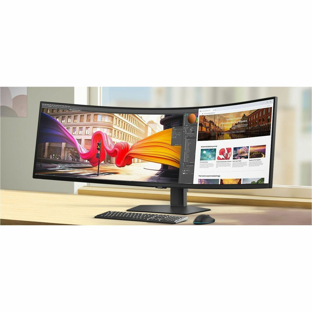 Samsung ViewFinity S9 S49F950UAE 49' Class Dual Quad HD (DQHD) Curved Screen LCD Monitor - 32:9 - Black