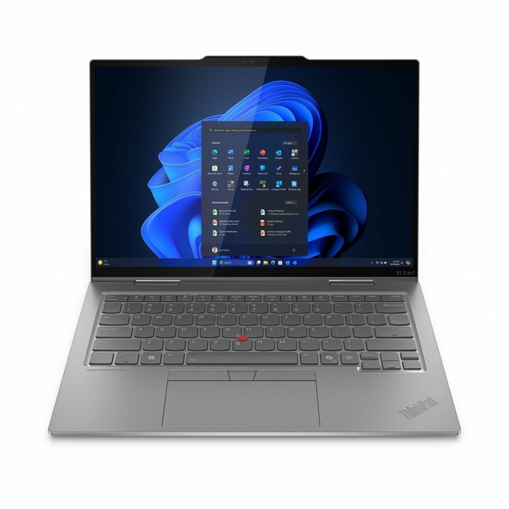 Lenovo Thinkpad X1 Gen 10 21NU00CAAU 14' Touchscreen Convertible Copilot+ PC 2 in 1 Notebook - WUXGA - 60 Hz - Intel Core Ultra 5 226V - Intel Evo Platform - 16 GB - 512 GB SSD - English Keyboard - Grey