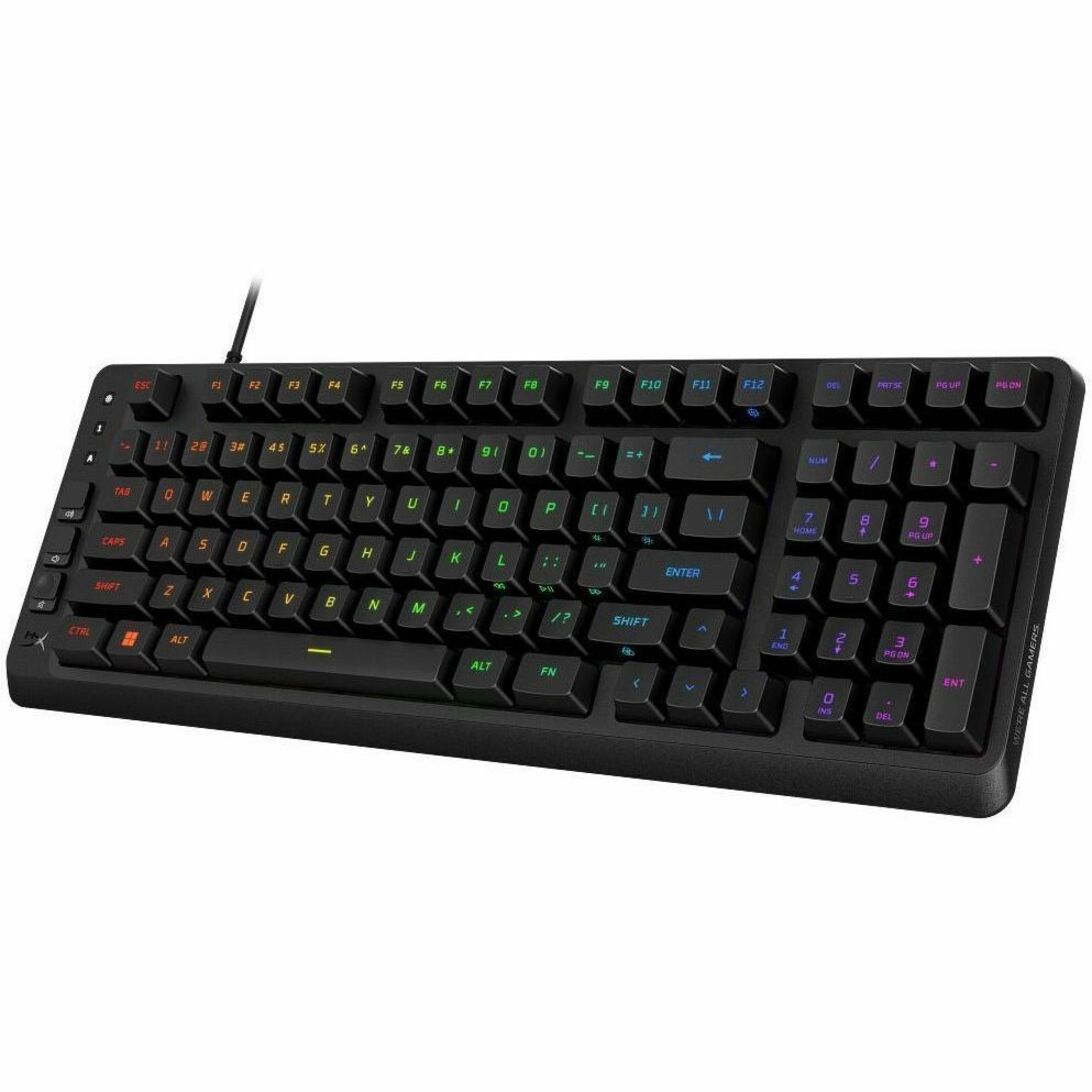 HyperX Eve 1800 Gaming Keyboard - Compact - Cable Connectivity - USB Type A Interface - RGB LED - English (US) - Black - Top view