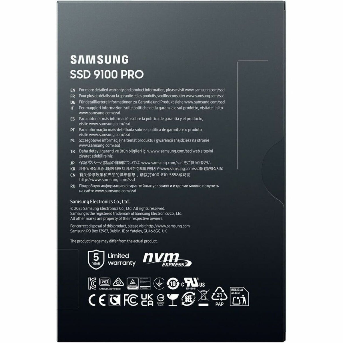 Samsung 9100 PRO MZ-VAP4T0BW 4 TB Solid State Drive - M.2 2280 Internal - PCI Express NVMe (PCI Express NVMe 5.0 x4)