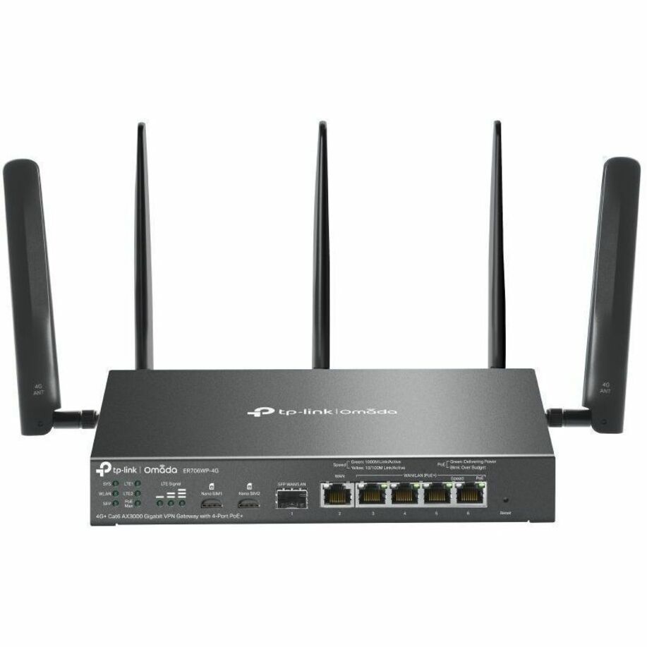 TP-Link Omada ER706WP-4G Wi-Fi 6 IEEE 802.11ax 2 SIM Cellular Modem/Wireless Router