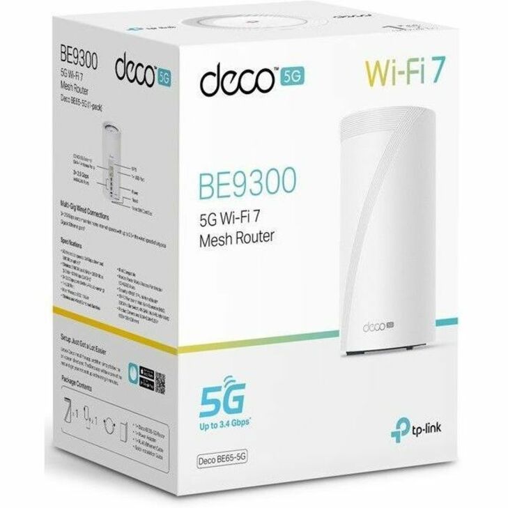 TP-Link DECO BE65-5G Wi-Fi 7 IEEE 802.11 a/b/g/n/ac/ax/be Ethernet, Cellular Modem/Wireless Router