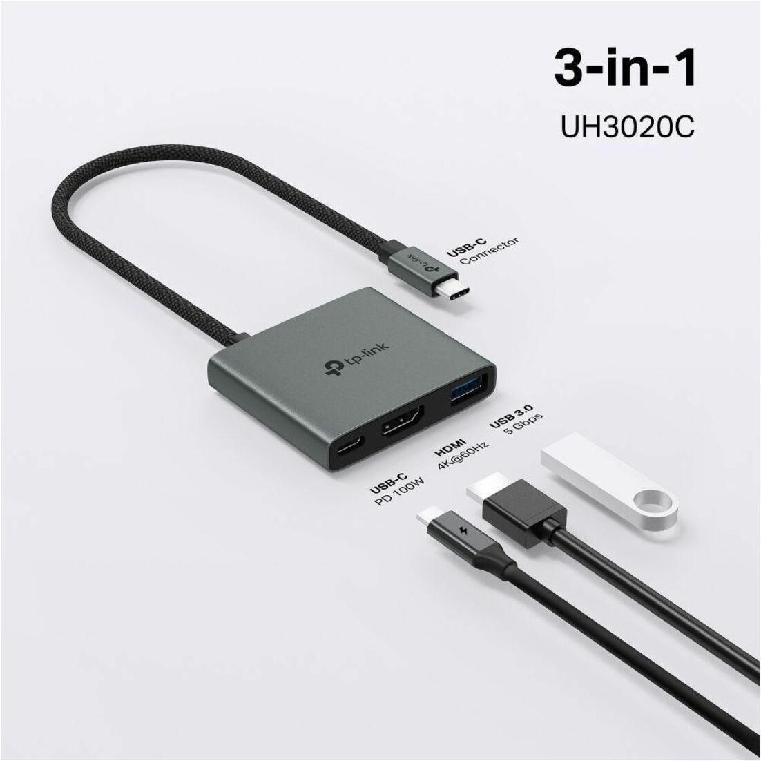 TP-Link UH3020C USB Type C Docking Station for Monitor, Desktop PC, Notebook, Tablet PC, Smartphone - Charging Capability - Portable