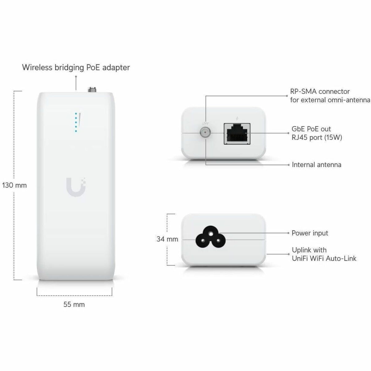 Ubiquiti Single Band Wi-Fi 5 IEEE 802.11a/n/ac 866.70 Mbit/s Wireless Bridge