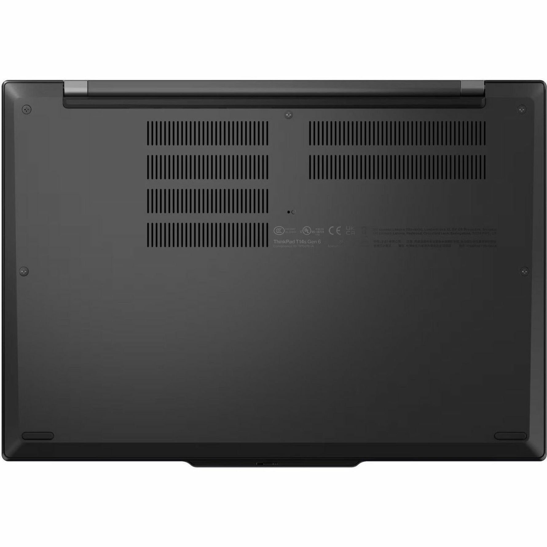 Lenovo ThinkPad T14s Gen 6 21QX00LMAU 14' Copilot+ PC Notebook - WUXGA - 60 Hz - Intel Core Ultra 5 228V - 32 GB - 512 GB SSD - English Keyboard - Black - Bottom view