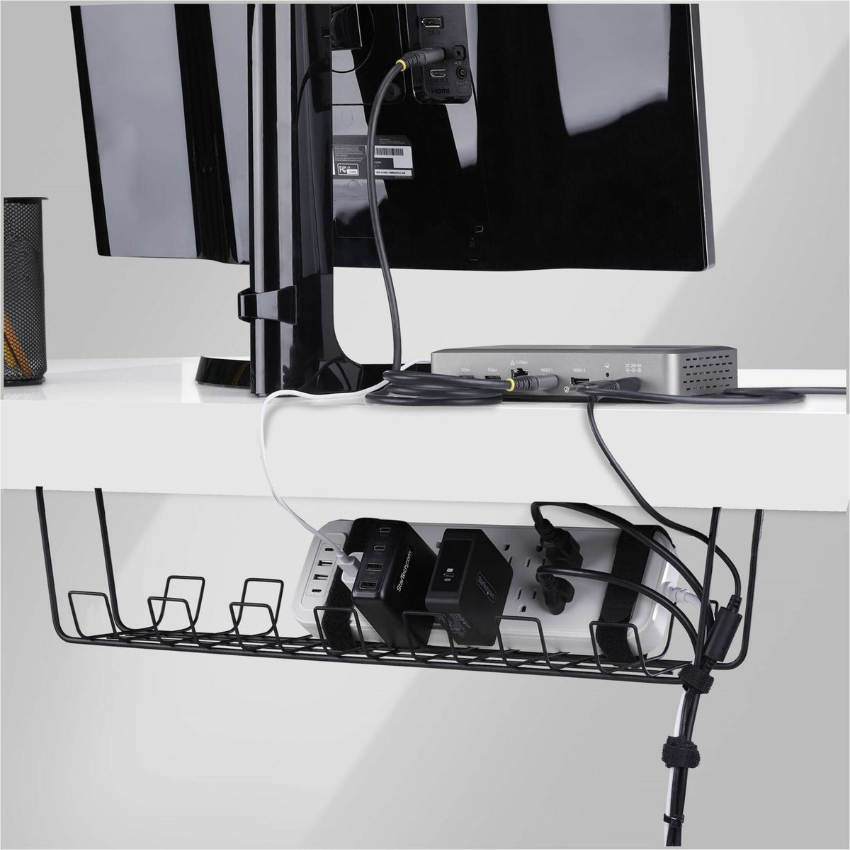 StarTech Under Desk Cable Management Tray, 24' Long, Basket Style, Screw-On Installation, Metal, Black, TAA-Compliant - Alternate view 9