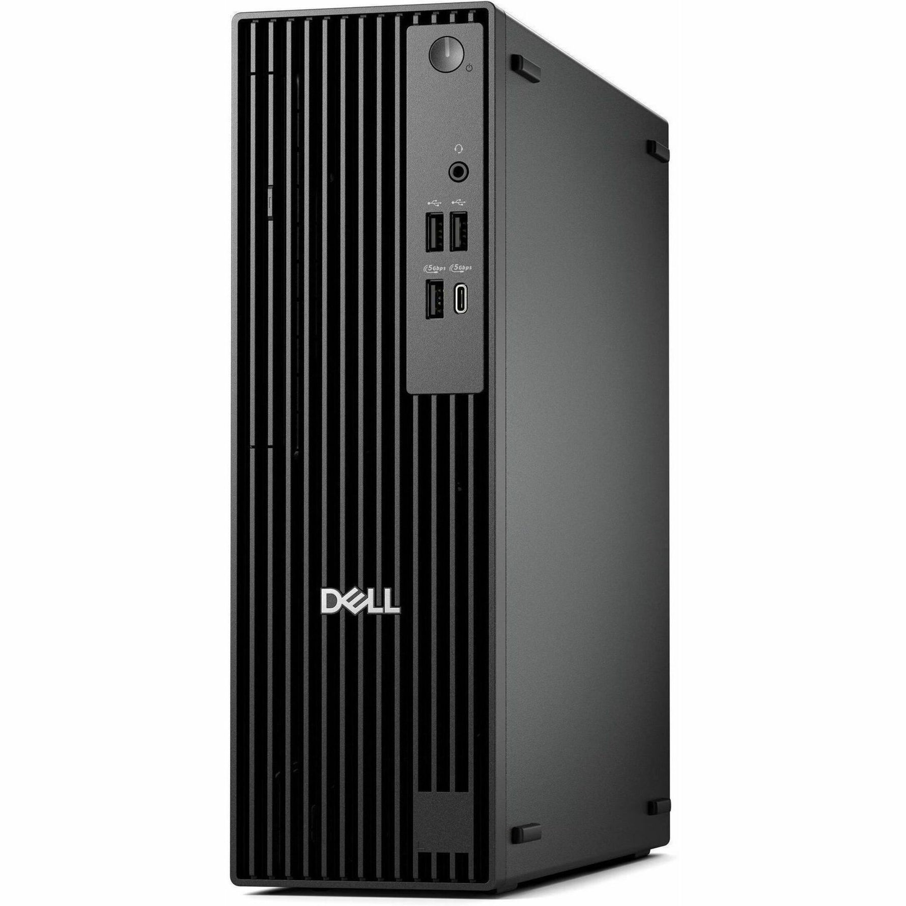 Dell Pro Slim QCS1250 Desktop Computer - Intel Core Ultra 5 235 - 16 GB - 256 GB PCI Express NVMe 4.0 SSD - Slim PC - Standard Black - Left view