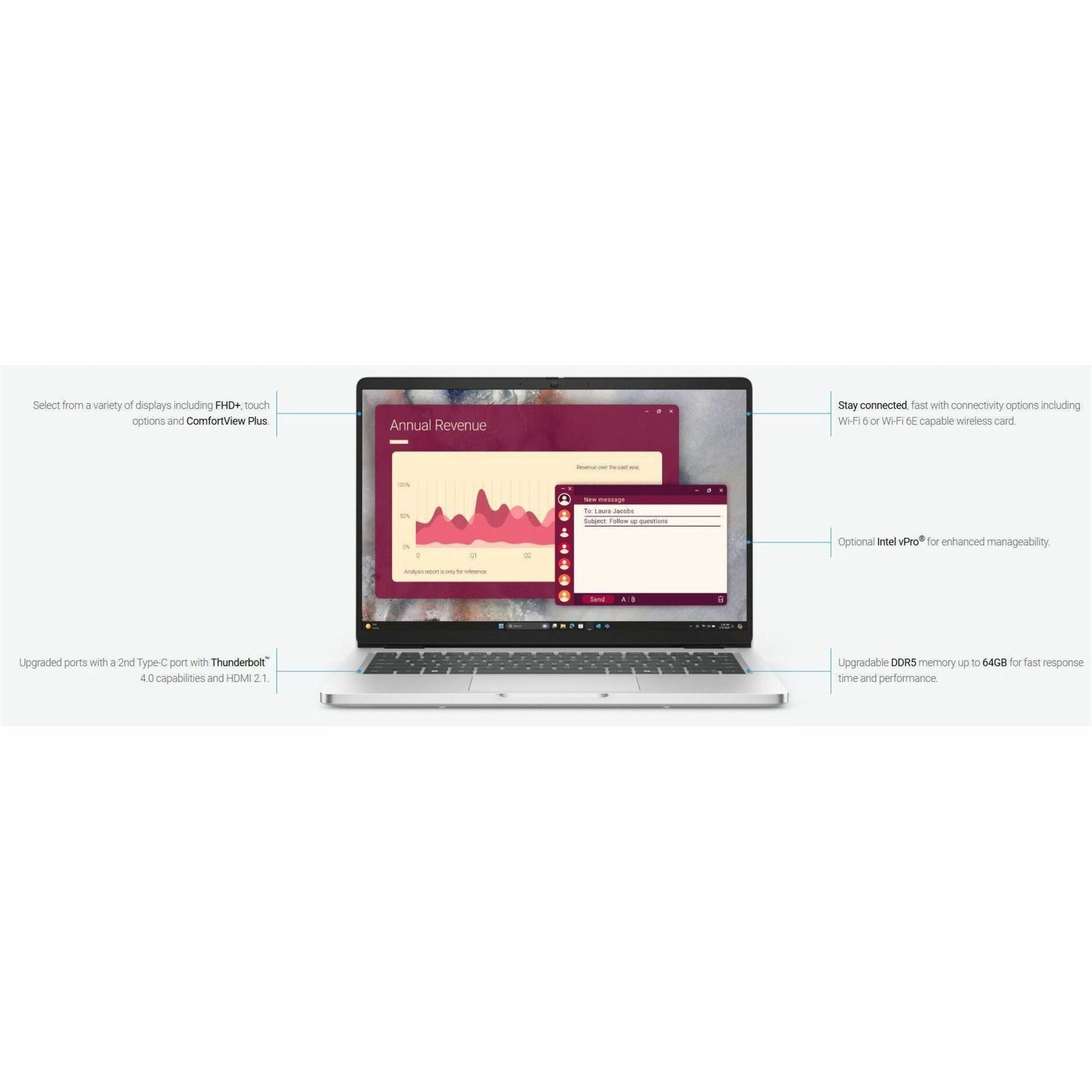Dell Pro 14 PC14250 14' Notebook - Full HD Plus - 60 Hz - Intel Core Ultra 7 255U - 16 GB - 512 GB SSD - English (US) Keyboard - Platinum Silver, Metallic - Alternate view 14