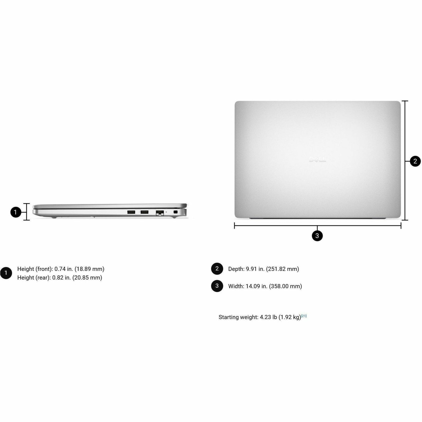 Dell Pro 16 PC16250 16' Notebook - Full HD Plus - 60 Hz - Intel Core Ultra 7 255U - 16 GB - 512 GB SSD - English (US) Keyboard - Platinum Silver, Metallic - Alternate view 12