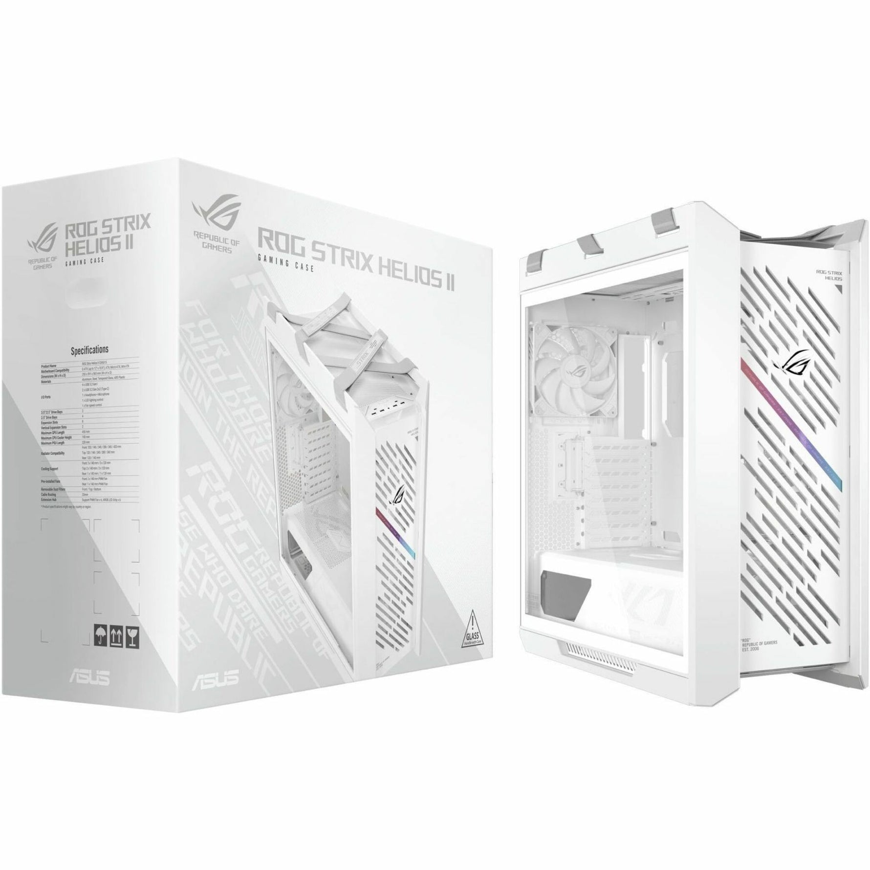 Asus ROG Strix Helios II White Edition Gaming Computer Case - EATX, ATX Motherboard Supported - Mid-tower - Tempered Glass, Aluminium, Brushed Aluminium - White - Alternate view 18