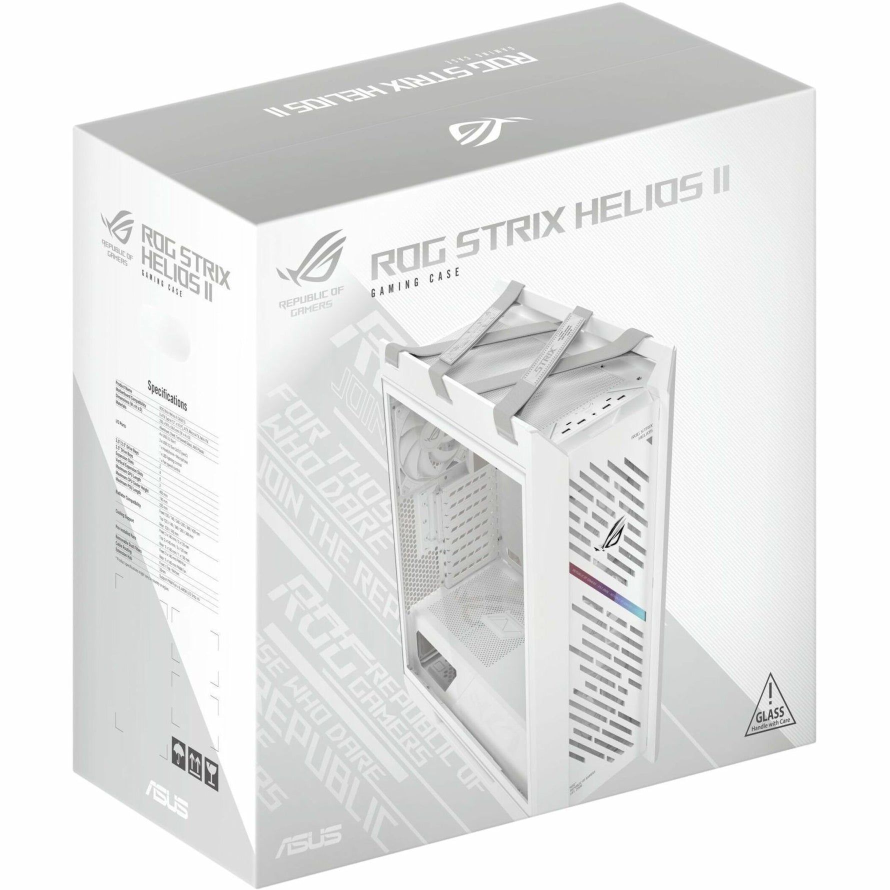 Asus ROG Strix Helios II White Edition Gaming Computer Case - EATX, ATX Motherboard Supported - Mid-tower - Tempered Glass, Aluminium, Brushed Aluminium - White - Alternate view 19