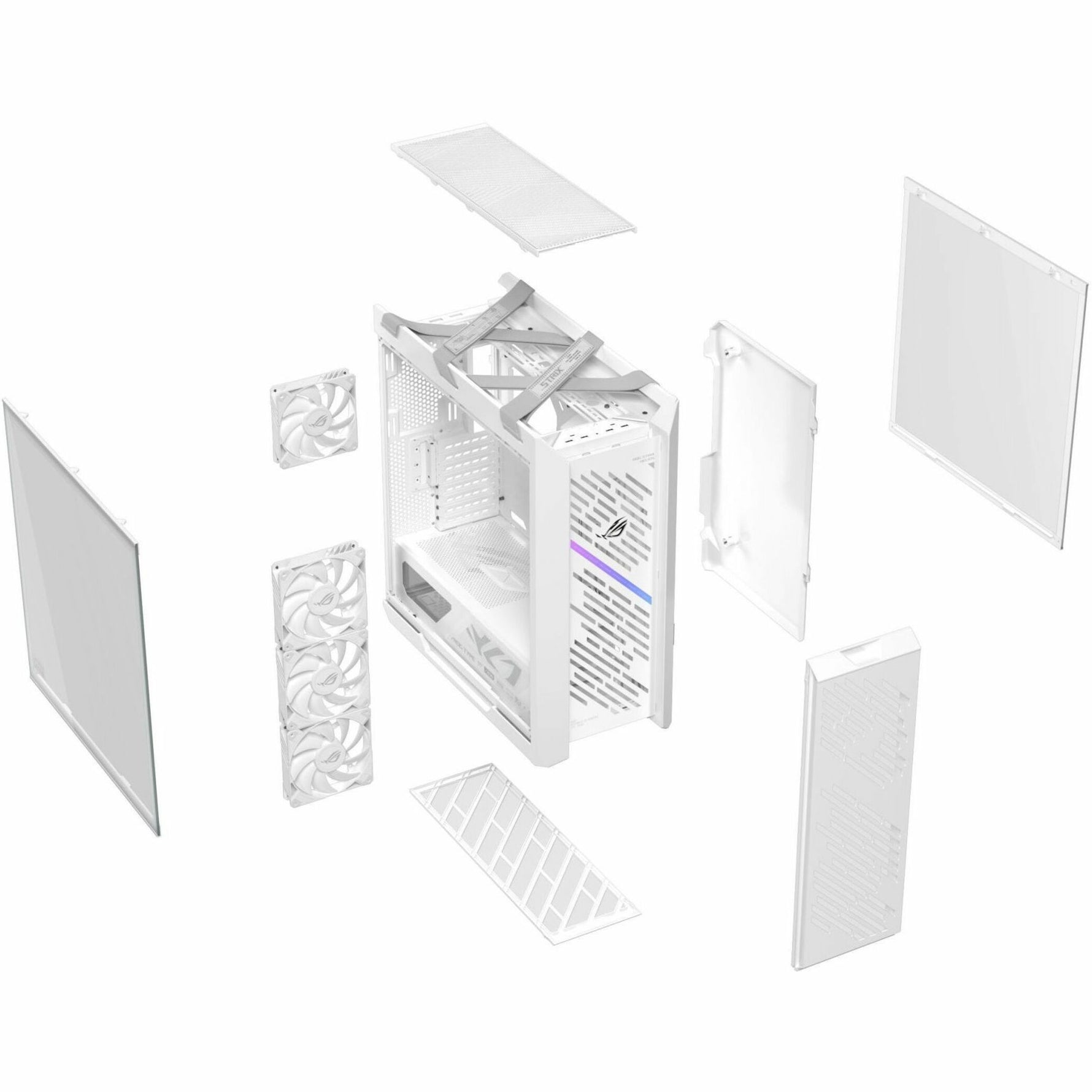Asus ROG Strix Helios II White Edition Gaming Computer Case - EATX, ATX Motherboard Supported - Mid-tower - Tempered Glass, Aluminium, Brushed Aluminium - White - Alternate view 17