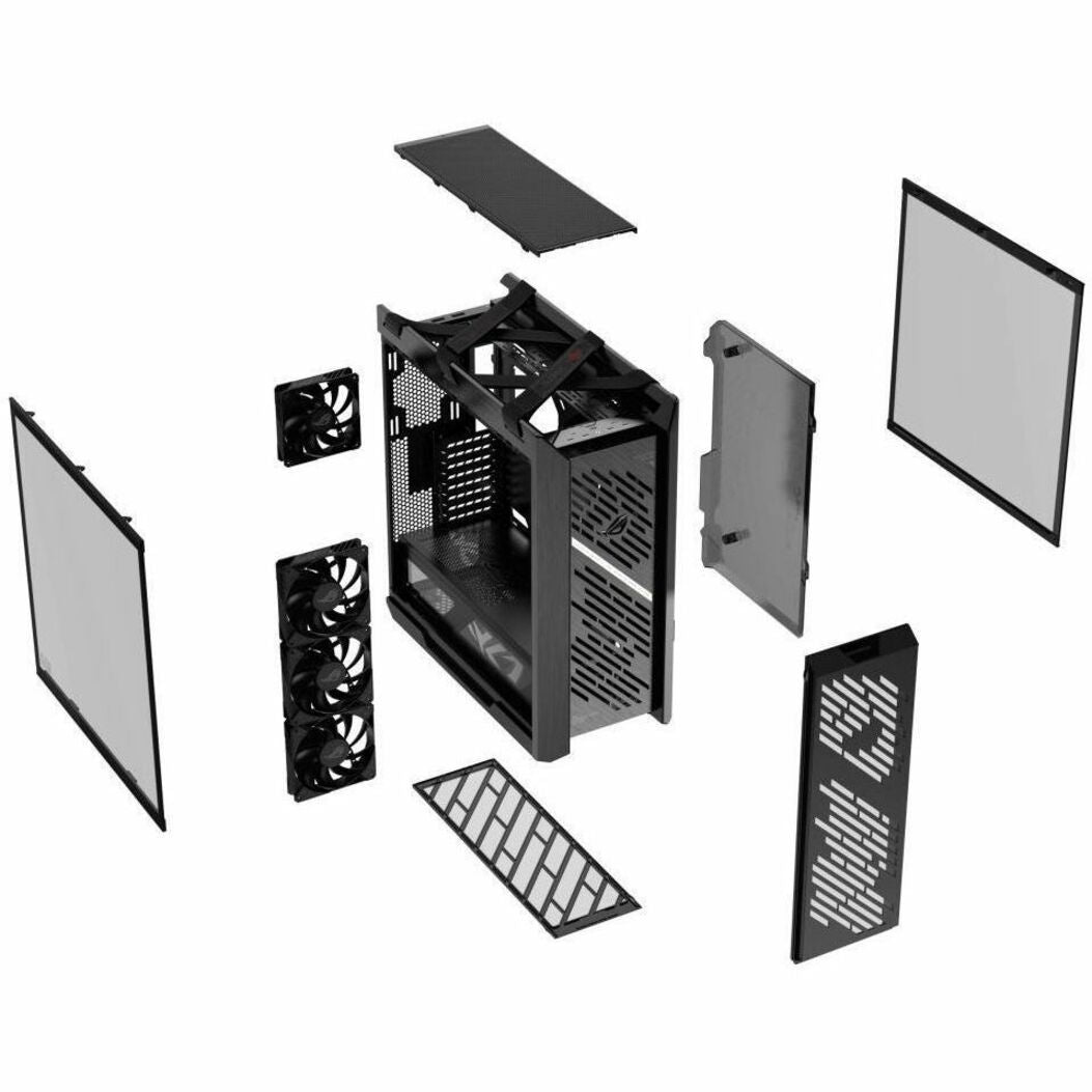 Asus ROG Strix Helios II Gaming Computer Case - EATX, ATX Motherboard Supported - Mid-tower - Tempered Glass, Aluminium, Brushed Aluminium - Black - Alternate view 12