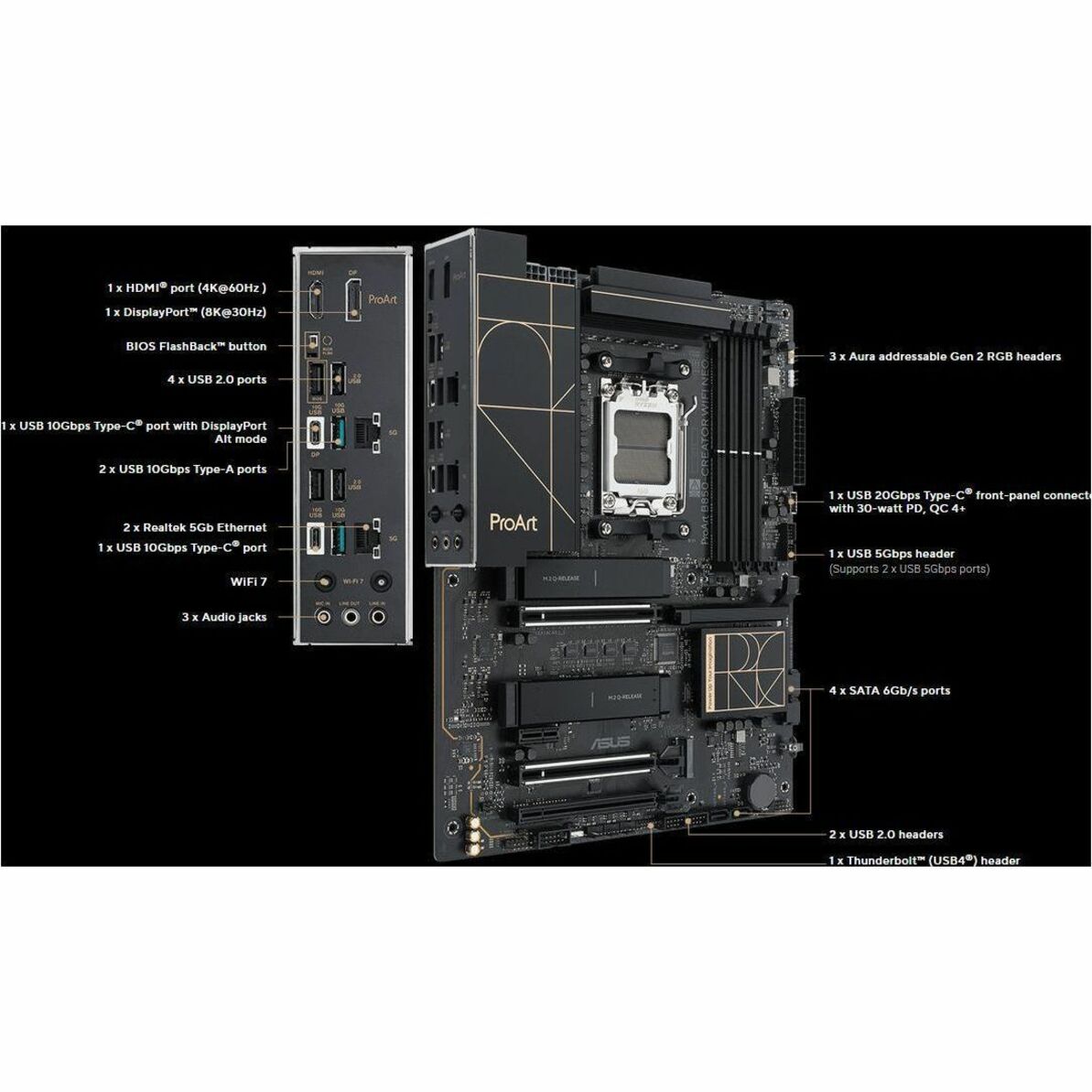 Asus ROG ProArt B850-CREATOR WIFI NEO Gaming Desktop Motherboard - AMD B850 Chipset - Socket AM5 - ATX - Alternate view 13