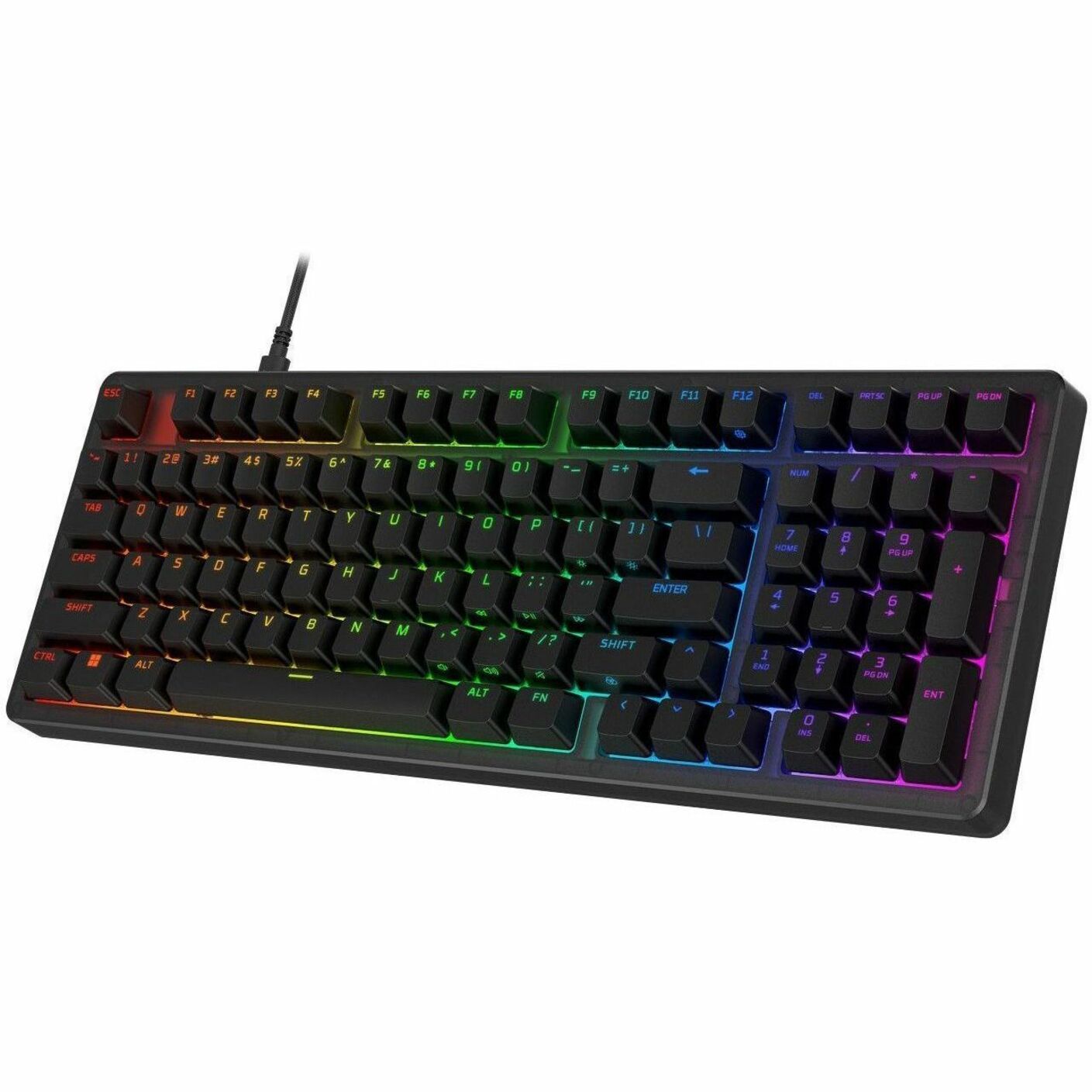 HyperX Origins 2 1800 Gaming Keyboard - Compact - Cable Connectivity - USB Interface - RGB LED - English (US) - Black - Top view