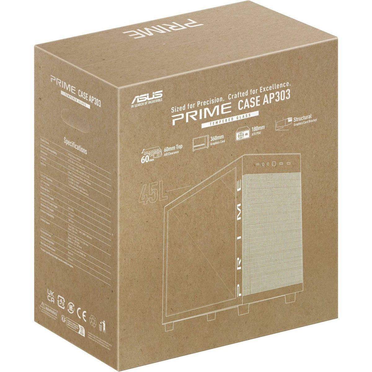 Asus Prime AP303 - Tempered Glass Panel Computer Case - Mini ITX, Micro ATX, ATX Motherboard Supported - Mid-tower - Tempered Glass - Black - Alternate view 9