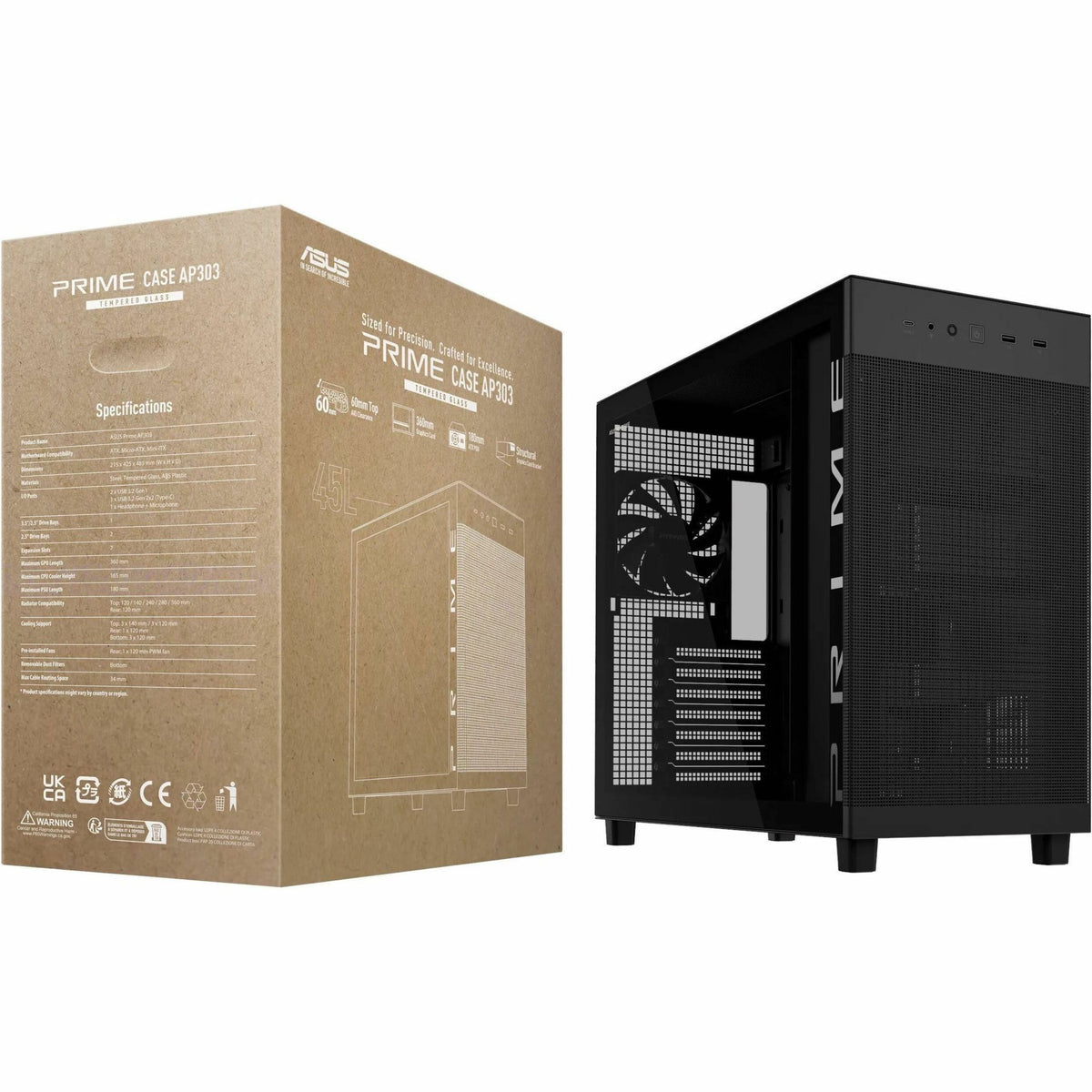 Asus Prime AP303 - Tempered Glass Panel Computer Case - Mini ITX, Micro ATX, ATX Motherboard Supported - Mid-tower - Tempered Glass - Black - Alternate view 10