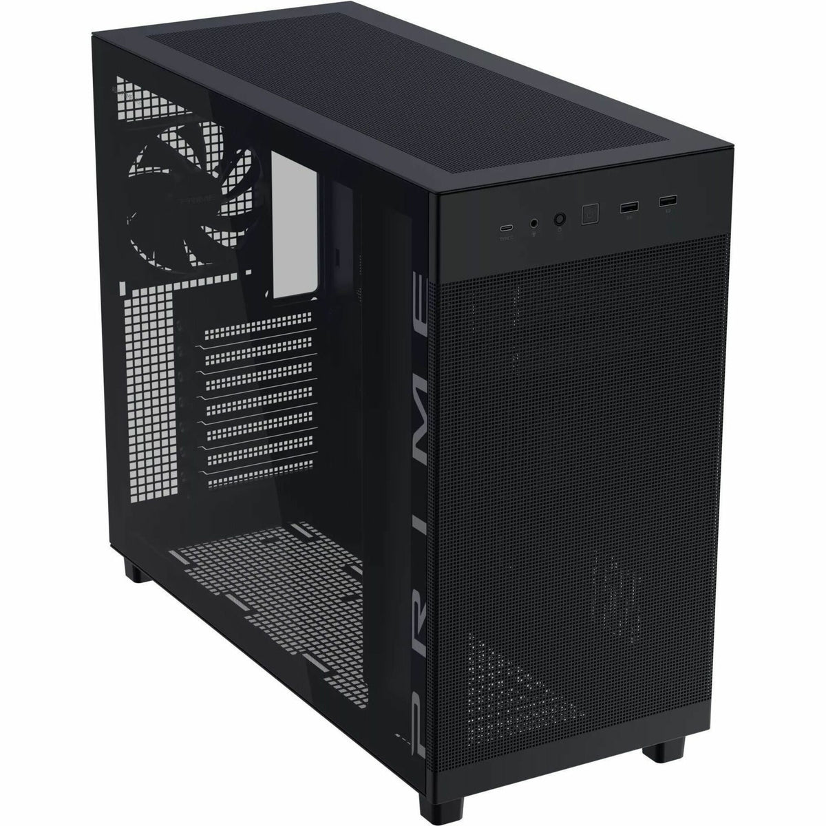 Asus Prime AP303 - Tempered Glass Panel Computer Case - Mini ITX, Micro ATX, ATX Motherboard Supported - Mid-tower - Tempered Glass - Black - Top view