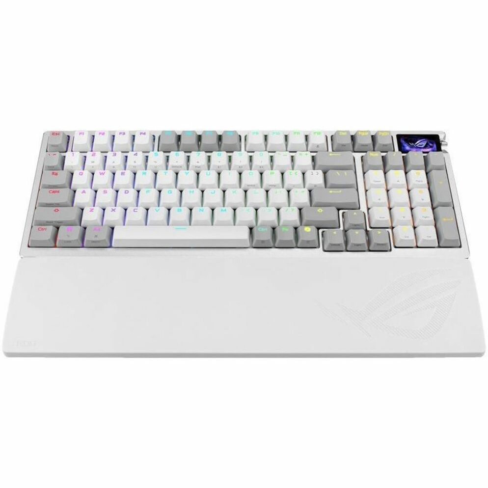 Asus ROG Azoth 96 HE Lite Gaming Keyboard - Compact - Wired/Wireless Connectivity - USB 2.0 Type A, USB Type C Interface - RGB LED - White