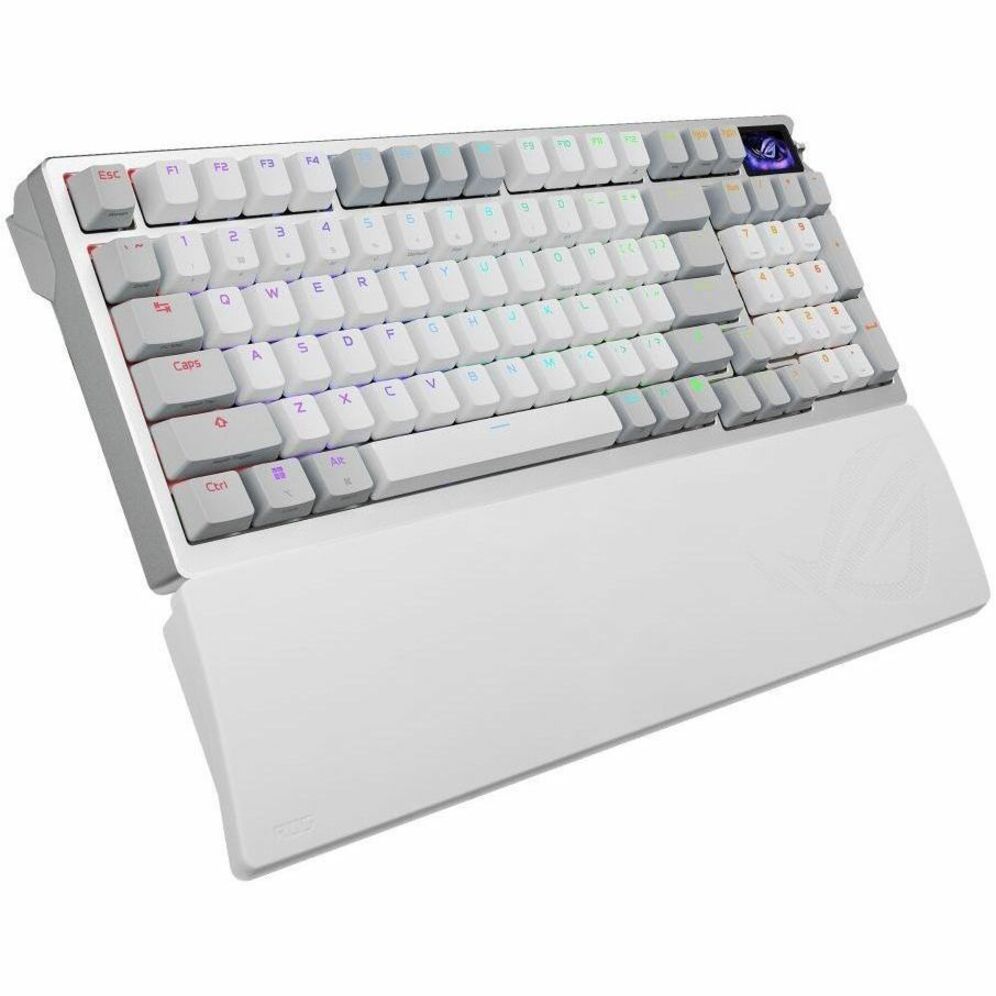 Asus ROG Azoth 96 HE Lite Gaming Keyboard - Compact - Wired/Wireless Connectivity - USB 2.0 Type A, USB Type C Interface - RGB LED - White - Right view