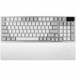 Asus ROG Azoth 96 HE Lite Gaming Keyboard - Compact - Wired/Wireless Connectivity - USB 2.0 Type A, USB Type C Interface - RGB LED - White - Top view
