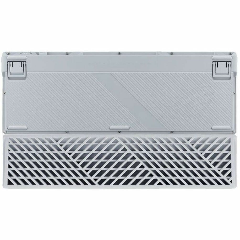 Asus ROG Azoth 96 HE Lite Gaming Keyboard - Compact - Wired/Wireless Connectivity - USB 2.0 Type A, USB Type C Interface - RGB LED - White - Bottom view
