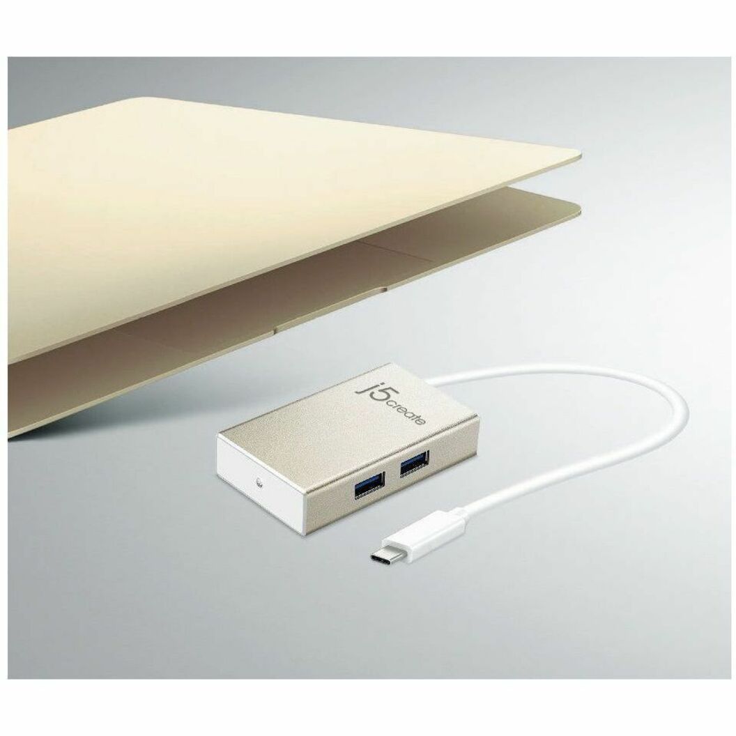 j5create JCH343 USB Hub - USB Type C - 640 MB/s - Notebook, Mouse, Keyboard, Flash Drive - Champagne Metallic - Alternate view 6