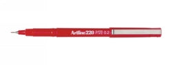 Artline Pen Fineliner 220 0.2mm Superfine Red Bx12 (Each)